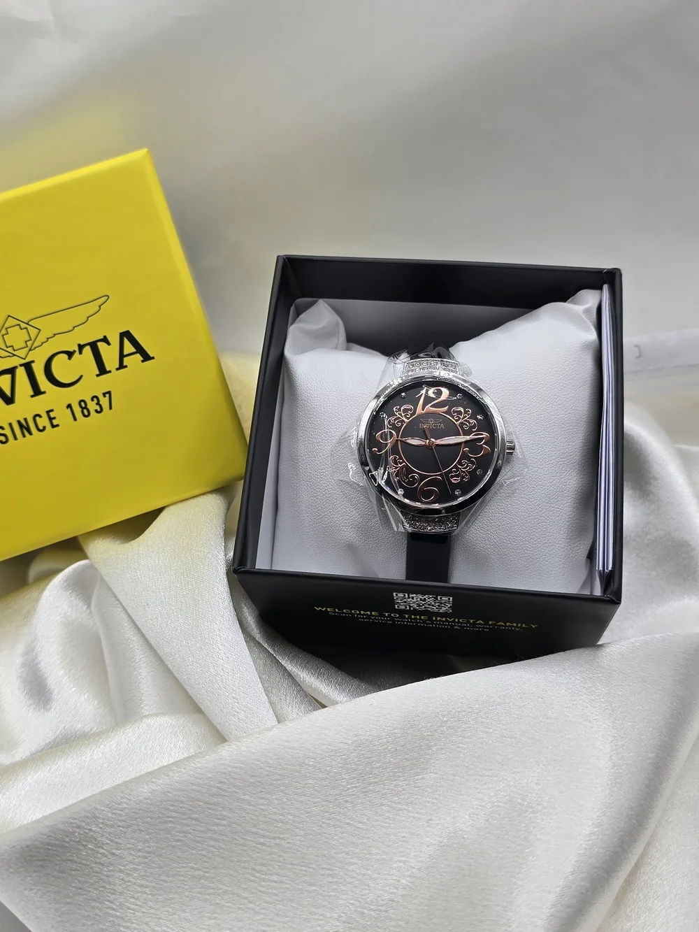 Invicta Celestial Women’s Quartz 33mm Silver Case White Dial Black Band